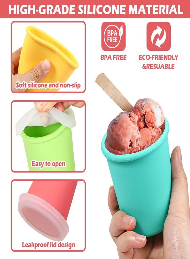 Koluti Nonstick Silicone Ice Cream Containers 6oz with Lids, 4-Pack Reusable Small Homemade Oats Yogurt Freezer Container, Leak-proof Mini Food Storage Serving Cups, BPA Free and Dishwasher Safe - Image 3